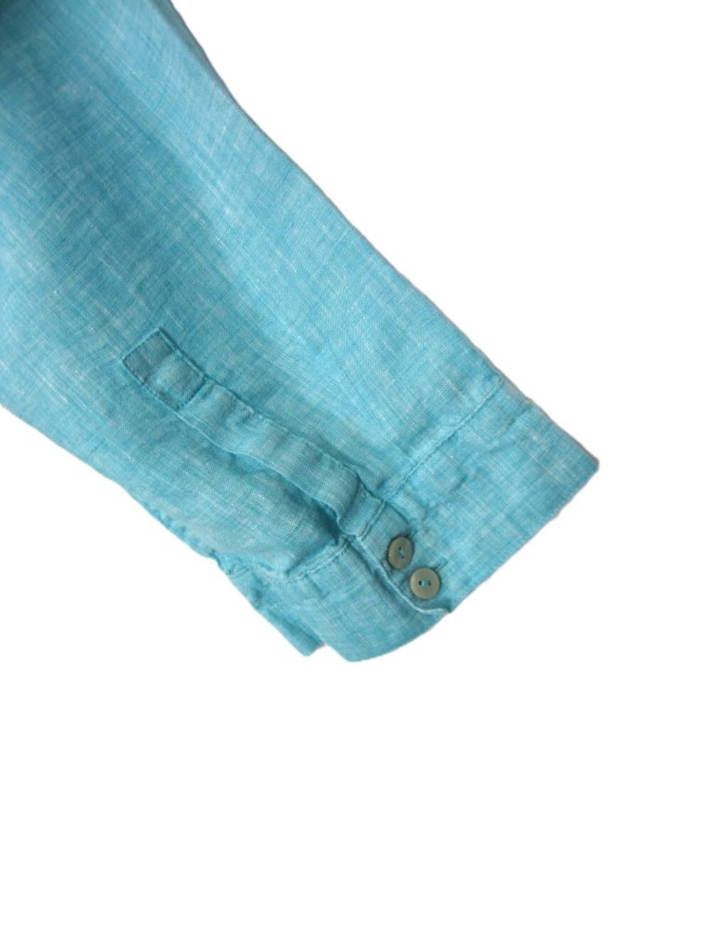 Chico's Size 3 US 16 XL No Iron Linen Button Top Women's Aqua Blue 3/4 Sleeve - Picture 8 of 10